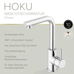 Waschtischarmatur 'Hoku' chromfarben