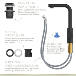 Waschtischarmatur 'Hoku' schwarz