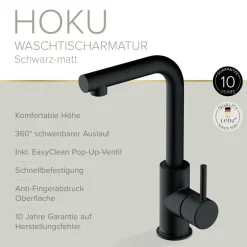 Waschtischarmatur 'Hoku' schwarz