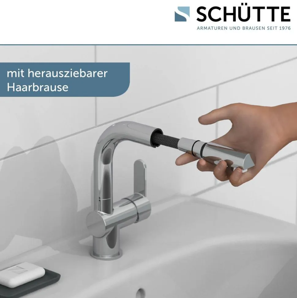Waschtischarmatur 'London' mit Haarbrause chromfarben