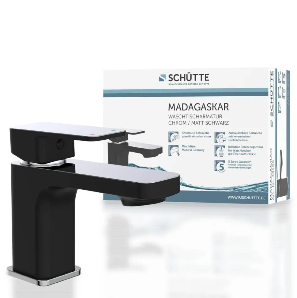 Waschtischarmatur 'Madagaskar' schwarz/chrom