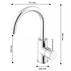 Waschtischarmatur 'Moana' chromfarben schwenkbar 24 cm