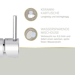 Waschtischarmatur 'Moana' chromfarben schwenkbar 24 cm