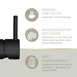 Waschtischarmatur 'Moana' matt schwarz schwenkbar 24 cm