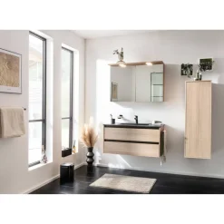 Waschtischunterschrank 'Vita' Eichefarben Braun/schwarz 100 x 50 x 46 cm