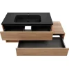 Waschtischunterschrank 'Vita' Eichefarben Braun/schwarz links 128,5 x 50 x 46 cm