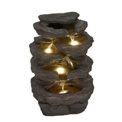 Wasserfall in Felsoptik mit LED-Beleuchtung 26 x 42 x 20 cm