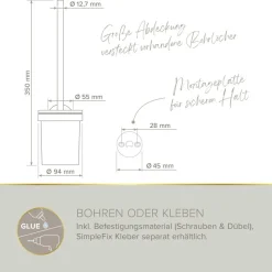 WC-Bürstengarnitur 'Vida' wandhängend rund verchromt/transparent