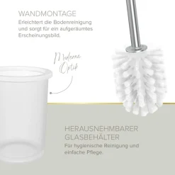 WC-Bürstengarnitur 'Vida' wandhängend rund verchromt/transparent
