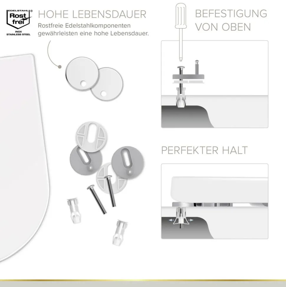WC-Sitz 'Melva' mit Absenkautomatik weiß Duroplast