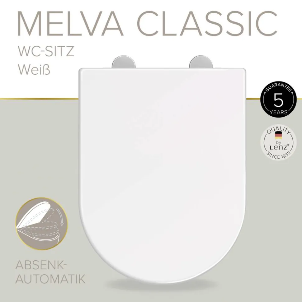WC-Sitz 'Melva' mit Absenkautomatik weiß Duroplast