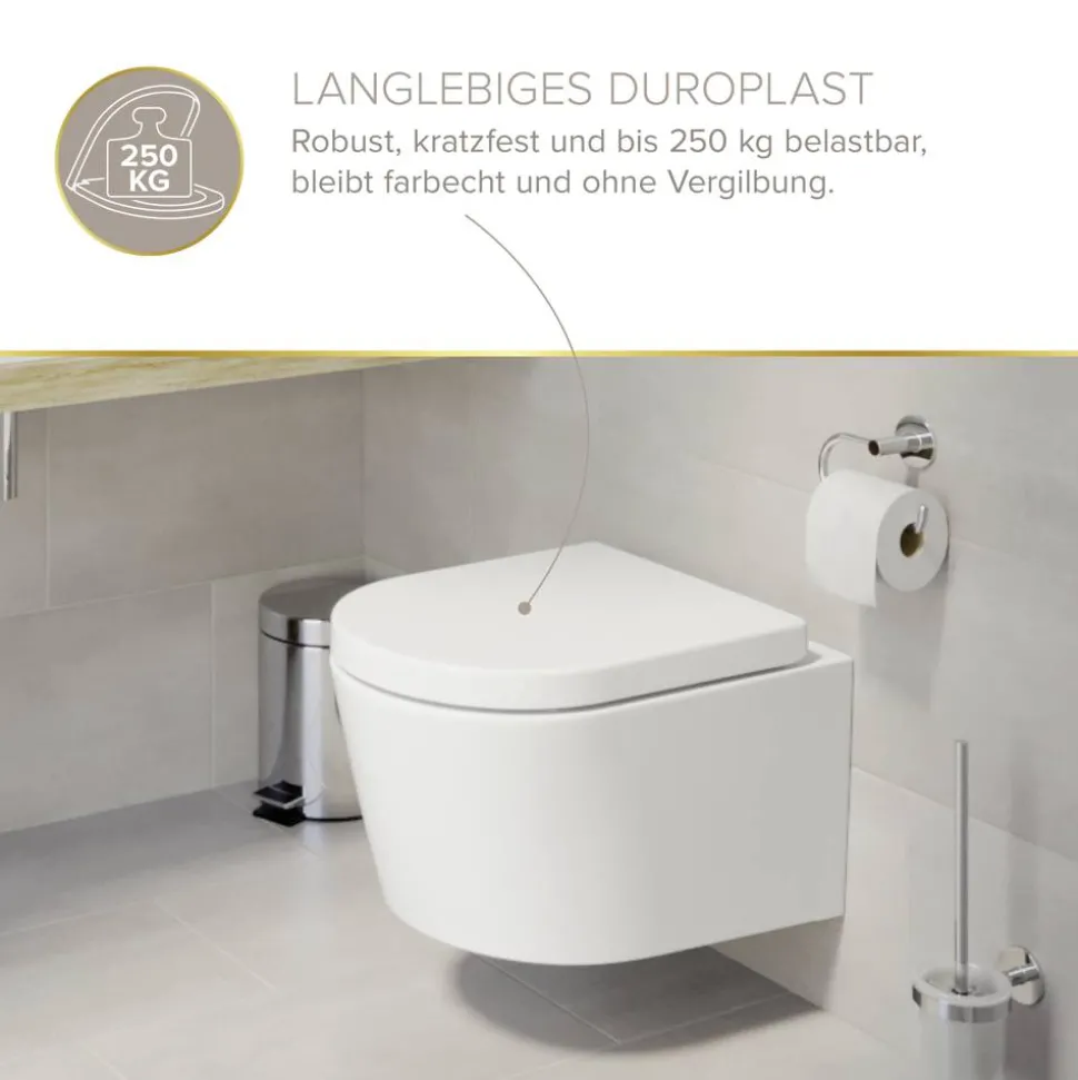 WC-Sitz 'Melva' mit Absenkautomatik weiß Duroplast