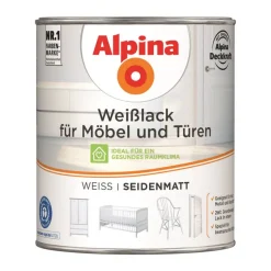 Weißlack für Möbel und Türen seidenmatt 750 ml