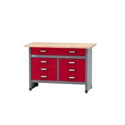 Werkbank mit 7 Schubladen dunkelrot 120 x 84 x 60 cm