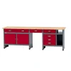 Werkbank mit 6 Schubladen 2 Türen und Sitzraum dunkelrot 240 x 84 x 60 cm