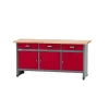 Werkbank mit 3 Türen und 3 Schubladen dunkelrot 170 x 84 x 60 cm