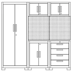 Werkstatteinrichtungs-Set schwarz 8-teilig 195 x 50 x 200 cm