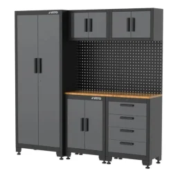 Werkstatteinrichtungs-Set schwarz 8-teilig 195 x 50 x 200 cm