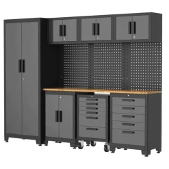 Werkstatteinrichtungs-Set schwarz 11-teilig 255 x 50 x 200 cm