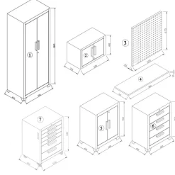 Werkstatteinrichtungs-Set schwarz 11-teilig 255 x 50 x 200 cm
