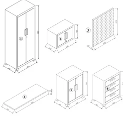 Werkstatteinrichtungs-Set schwarz 16-teilig 395 x 50 x 200 cm