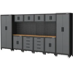 Werkstatteinrichtungs-Set schwarz 16-teilig 395 x 50 x 200 cm