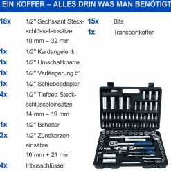 Werkzeugkoffer 'TB94' mit Steckschlüsselsatz 95-teilig