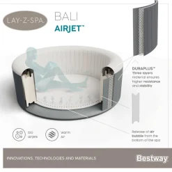 Whirlpool 'LAY-Z-SPA® Bali AirJet™' schwarz Ø 180 x 66 cm, mit LED