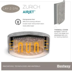 Whirlpool 'LAY-Z-SPA® ECO-Zurich AirJet™' grau Alabaster-Optik Ø 180 x 66 cm