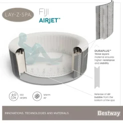 Whirlpool 'LAY-Z-SPA® Fiji AirJet™' grau Holz-Optik Ø 180 x 66 cm