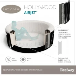 Whirlpool 'LAY-Z-SPA®Hollywood AirJet™' schwarz Ø 196 x 66 cm, mit LED