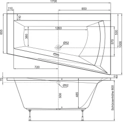 Whirlpool-Komplettset 'Galia I' Modell A 170 x 100 x 50 cm