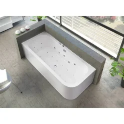 Whirlpool-Komplettset Spirit rechts, weiß mit Ab-/Überlaufgarnitur 180 x 80 x 60 cm