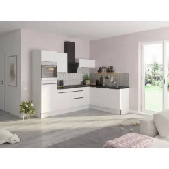 Winkelküche mit E-Geräten 'OPTIkoncept Arvid986' weiß 270 cm