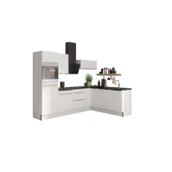 Winkelküche mit E-Geräten 'OPTIkoncept Arvid986' weiß 270 cm