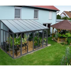 Wintergarten 'Sanremo' anthrazit 294 x 435 cm Polycarbonat transparent