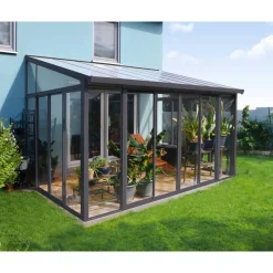 Wintergarten 'Sanremo' anthrazit 294 x 435 cm Polycarbonat transparent