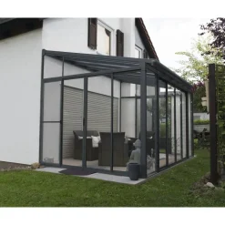 Wintergarten 'Sanremo' anthrazit 294 x 435 cm Polycarbonat transparent