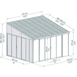 Wintergarten 'Sanremo' anthrazit 380 x 435 cm Polycarbonat transparent