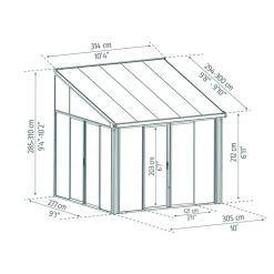 Wintergarten 'Sanremo' anthrazit 294 x 314 cm Polycarbonat transparent