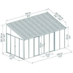 Wintergarten 'Sanremo' anthrazit 294 x 556 cm Polycarbonat transparent