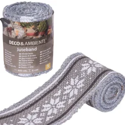 Winterschutz-Deko-Juteband 'Norweger-Design' grau-weiß 6 x 300 cm