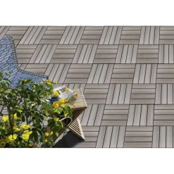 WPC-Klickfliese grau 30 x 30 x 2,2 cm 4 Stück