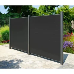 WPC-Sichtschutzzaun 'Premium' Startermodul anthrazit matt 178 x 188 cm, 2 Pfosten