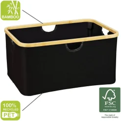 Wäschekorb 'Ecori' Polyester schwarz 54 x 26 x 36 cm