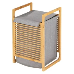 Wäschesammler 'Bahari' Bambus braun, grau 40 x 60 x 35 cm 43 l