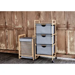 Wäschesammler 'Bahari' Bambus braun, grau 40 x 60 x 35 cm 43 l