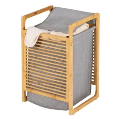 Wäschesammler 'Bahari' Bambus braun, grau 40 x 60 x 35 cm 43 l