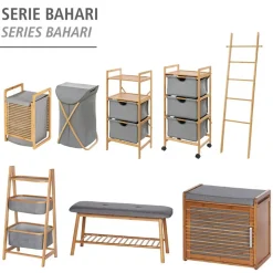 Wäschesammler 'Bahari' Bambus braun, grau 40 x 60 x 35 cm 43 l