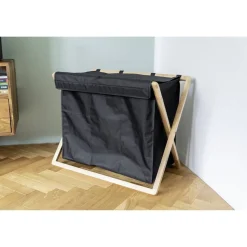 Wäschesammler 'Ecori' Bambus schwarz, braun 69 x 56,5 x 33 cm
